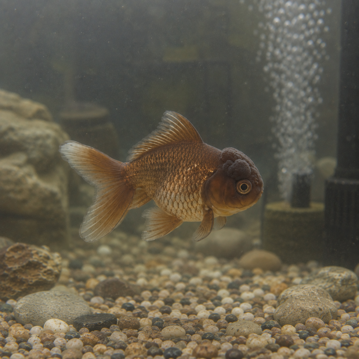 Chocolate Oranda Goldfish Carassius Auratus