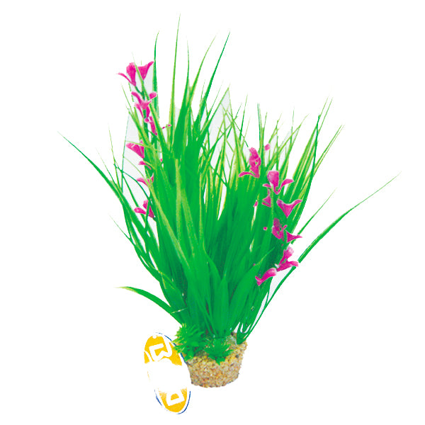 Betta Choice 10″ Green & Pink Plastic Plant W/ Sand Base