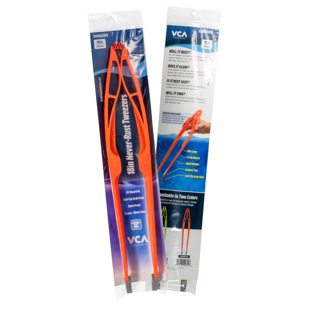 Vivid Creative 18 inch Never Rust Tweezers Sunset Orange