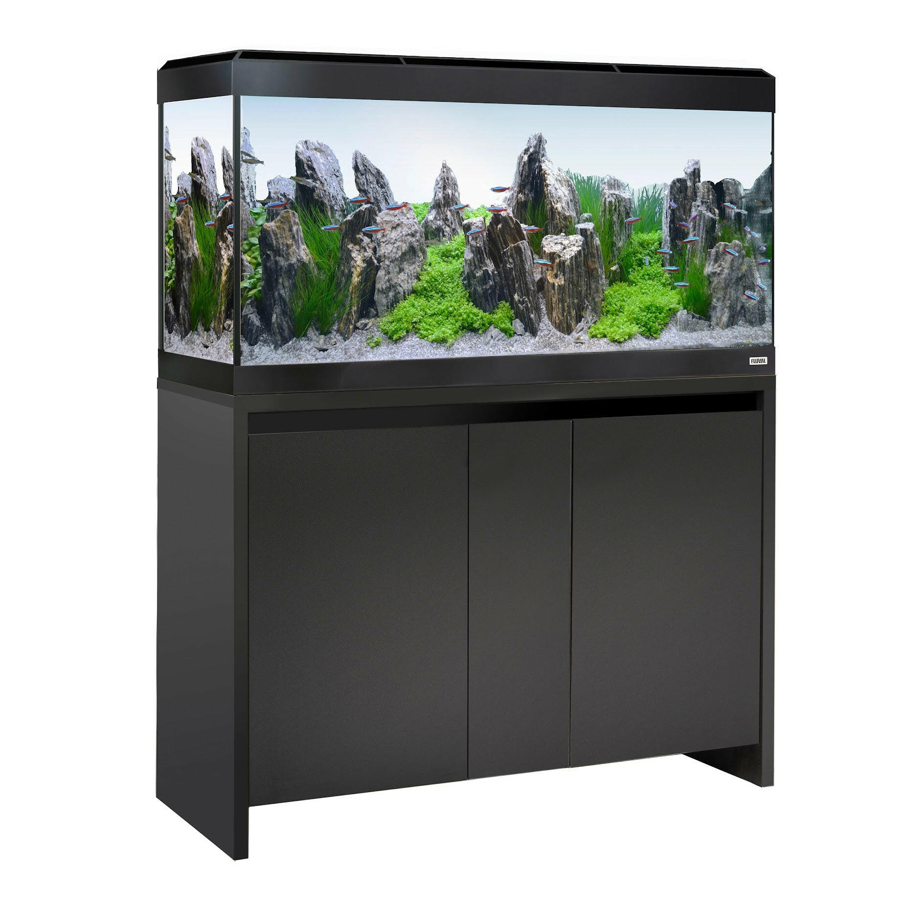 Fluval Roma Bluetooth LED 200 Aquarium and Cabinet Black