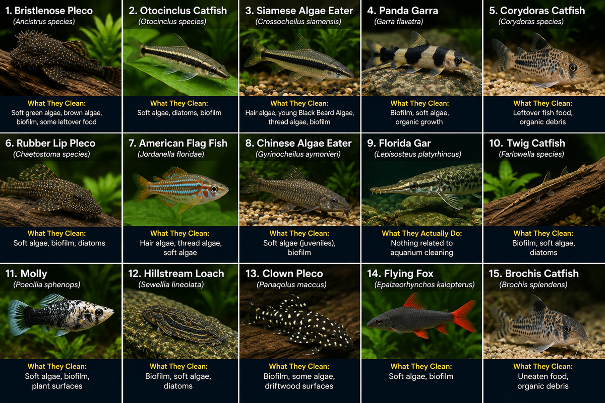 15 Aquarium Fish That Clean Your Tank (And What They Actually Clean)