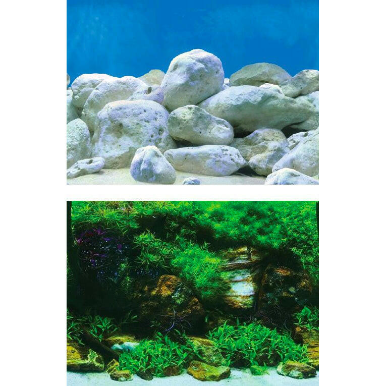 Aqua One Double Sided Poster White Stone/Algae and White Rock 48cm Height (1m)