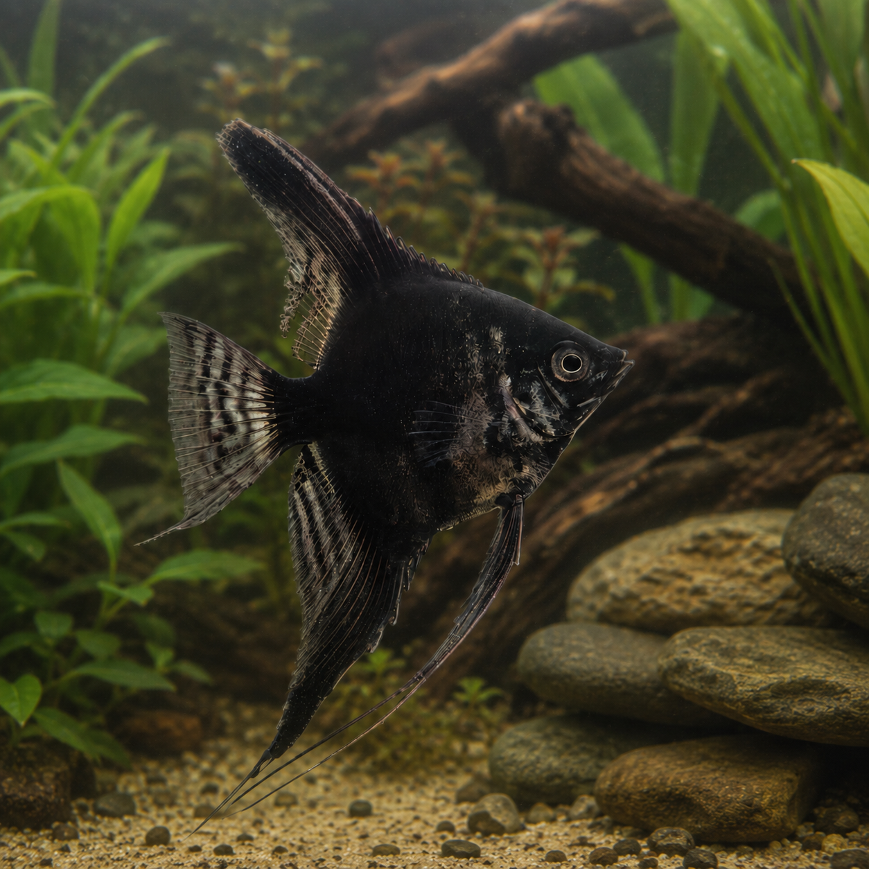 Black Angelfish Pterophyllum Scalare