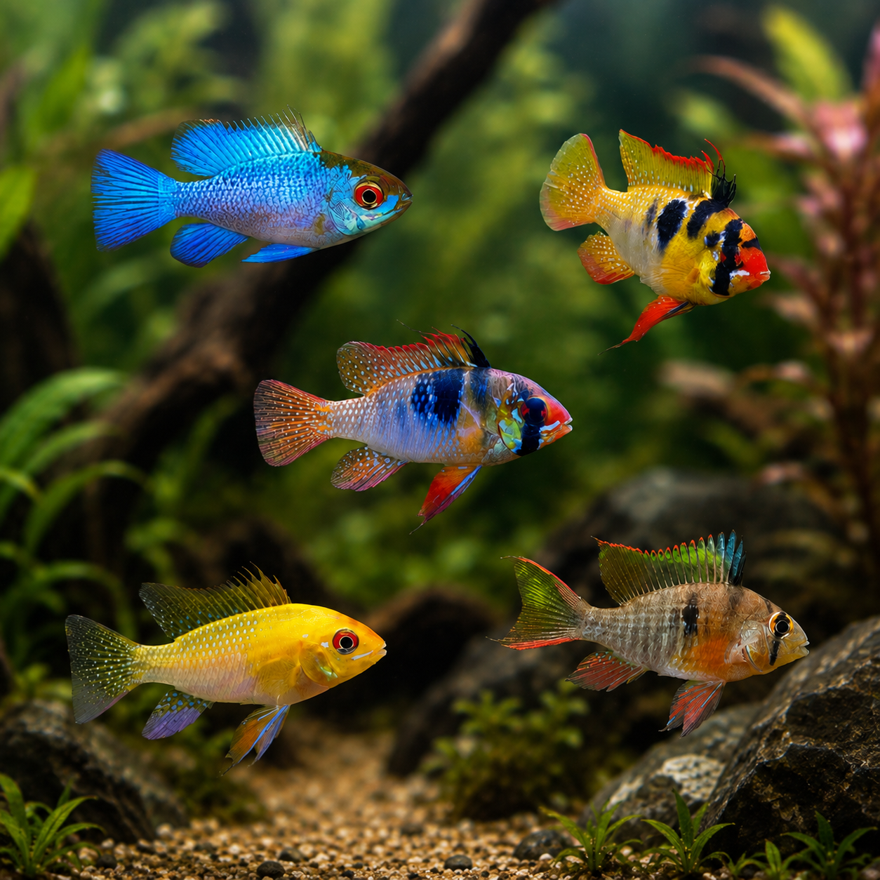 Assorted Ram Mikrogeophagus 3cm