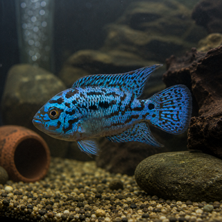Vivid Blue Cichlid in Aquarium