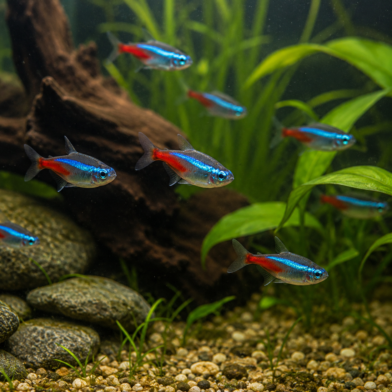 Vibrant Neon Tetra Planted Aquarium