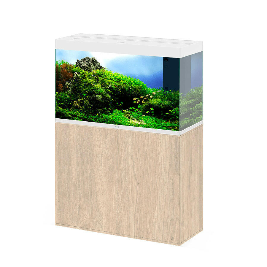 Ciano Emotions Pro 100 White Aquarium and Oak Cabinet.