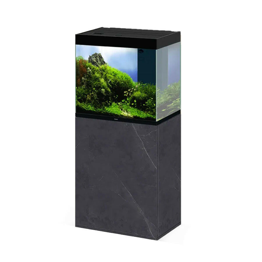 Ciano Emotions Pro 60 Black Aquarium And Black Marble Cabinet.