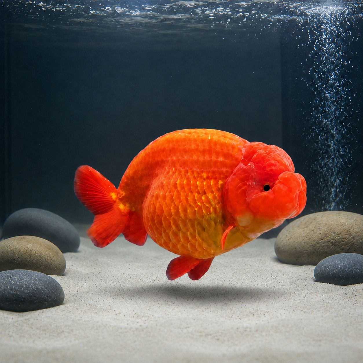 Giant Red Lionhead Ranchu Grade AA Goldfish Carassius Auratus