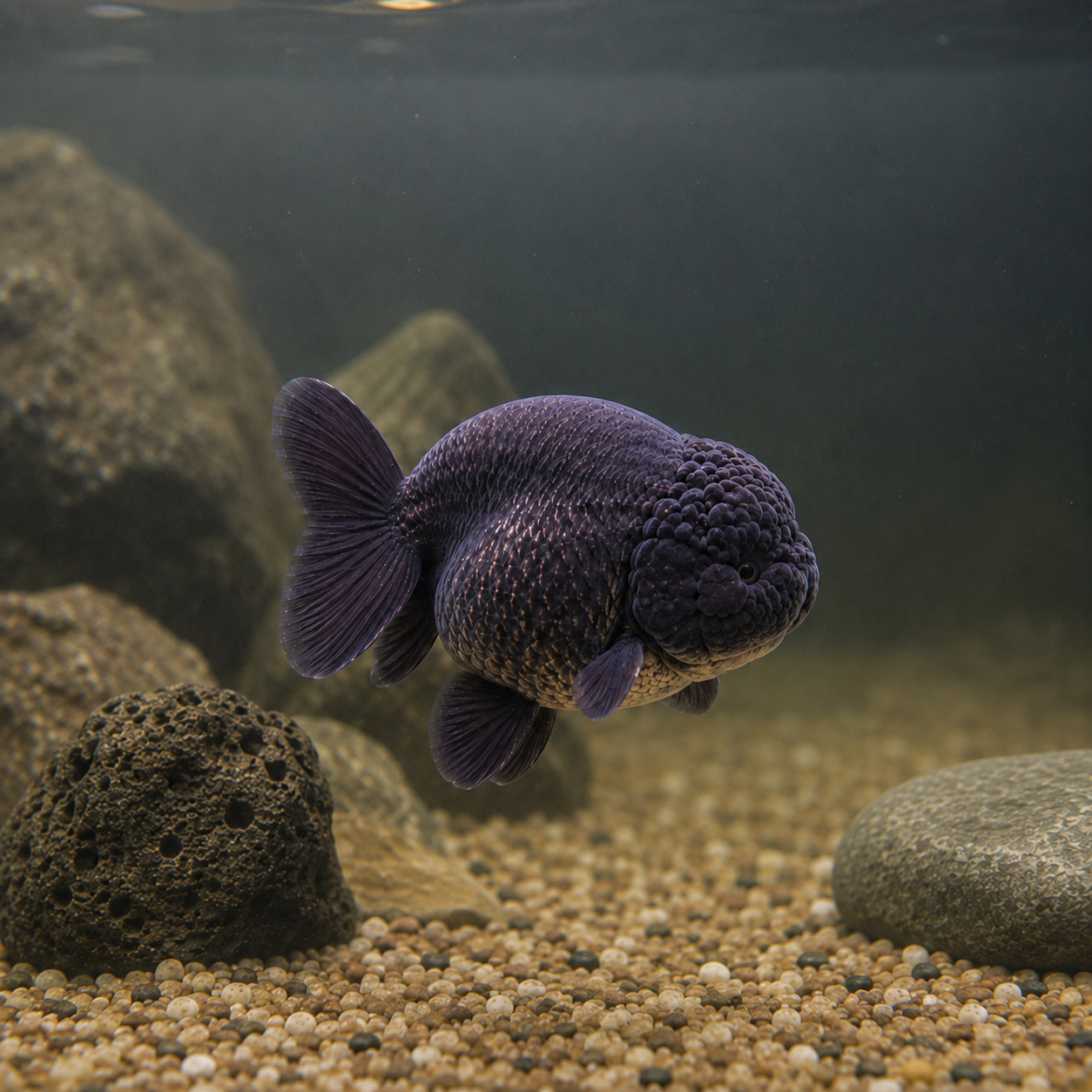 Giant Black Lionhead Ranchu 