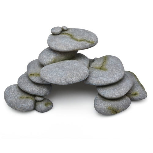 Betta Grey Pebble Stack Aquarium Ornament