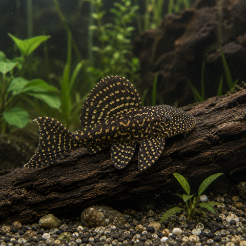Golden-Spotted Pleco on Driftwood