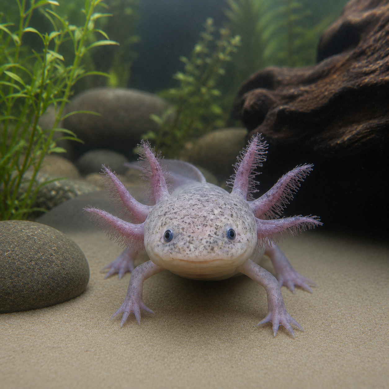 Leucistic Pink Black Eye Axolotl 