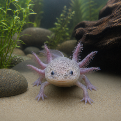Leucistic Pink Black Eye Axolotl 