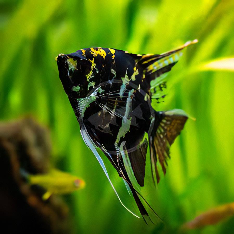 Marbled Golden Angelfish Pterophyllum Scalare.