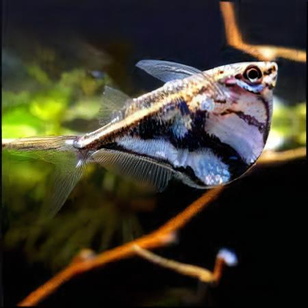 Marbled Hatchet Fish Carnegiella Strigata 4cm.