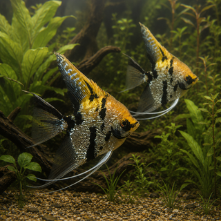 Marbled Golden Angelfish Pterophyllum Scalare