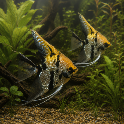 Marbled Golden Angelfish Pterophyllum Scalare