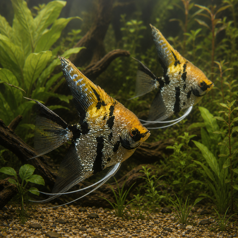 Marbled Golden Angelfish Pterophyllum Scalare