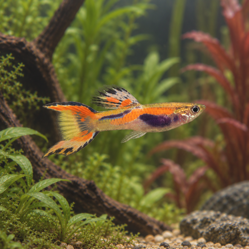 Orange Male Endler Guppy Fish Poecilia Wingei