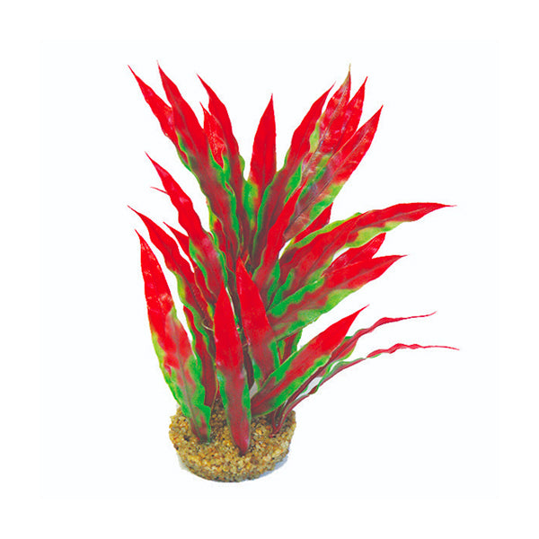 Betta Choice 10" Green and Red Plastic Plant w/Sand Base