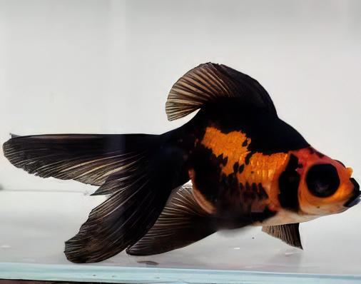 Red and Black Telescope Butterfly Moor Goldfish Carassius Auratus.