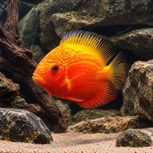 Red Spotted Gold Severum Cichlid