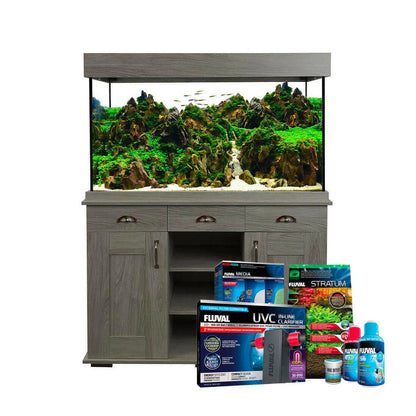 Fluval Shaker 345L Aquarium and Cabinet Set - Slate Grey - FREE BUNDLE