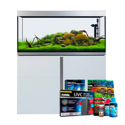 Fluval Siena 332 Aquarium and Cabinet - White FREE BUNDLE