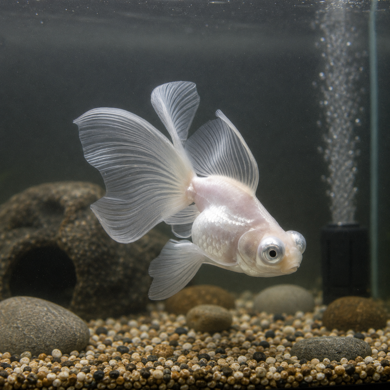 White Telescope Butterfly Moor Goldfish Carassius Auratus