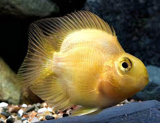 Yellow Parrot Fish Hybrid Amphilophus Citrinellus × Vieja melanurus 5cm.
