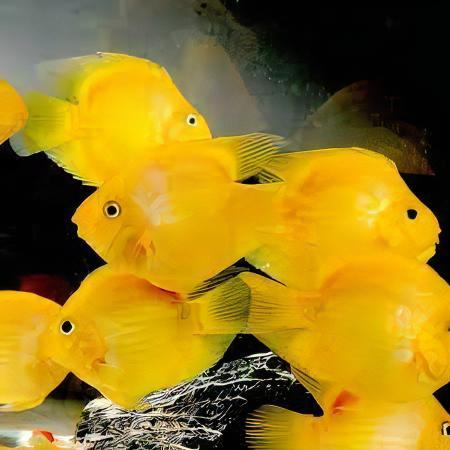 Yellow Parrot Fish Hybrid Amphilophus Citrinellus × Vieja melanurus 5cm.