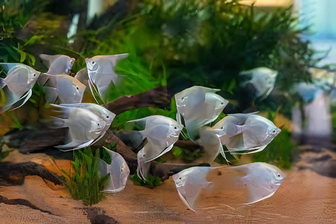Platinum Angelfish Pterophyllum Scalare.