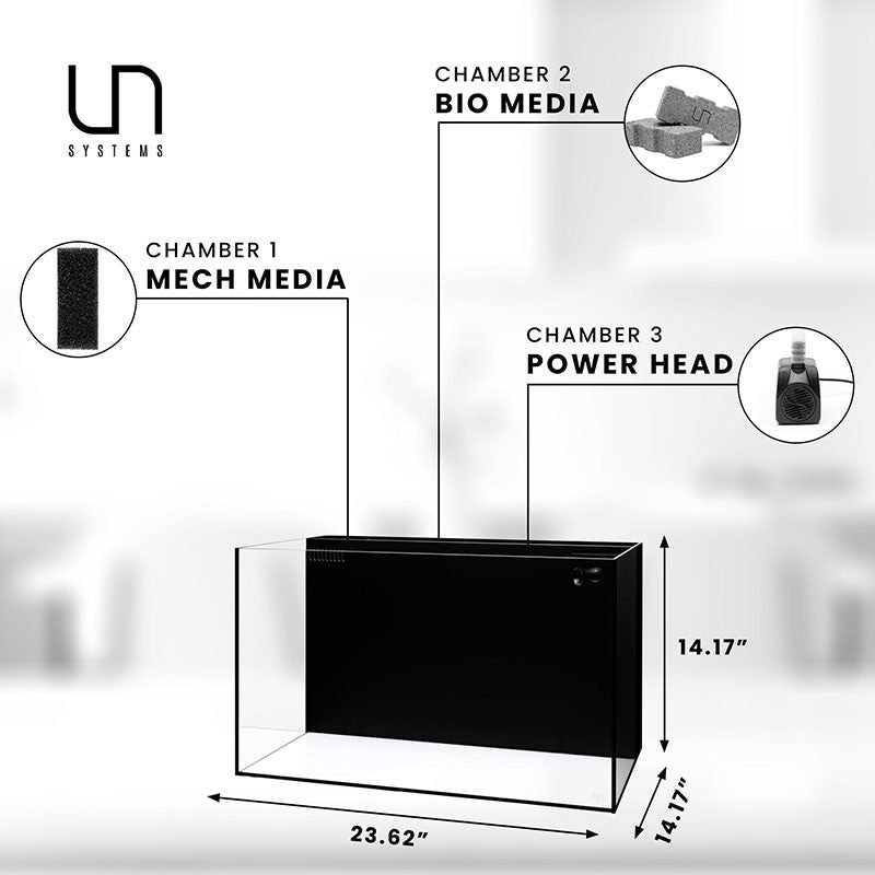 UNS Dual All-In-One 60A Aquarium – 20 Gallon Rimless Tank