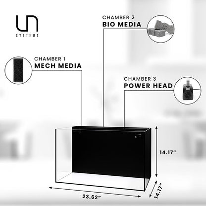 UNS Dual All-In-One 60A Aquarium – 20 Gallon Rimless Tank