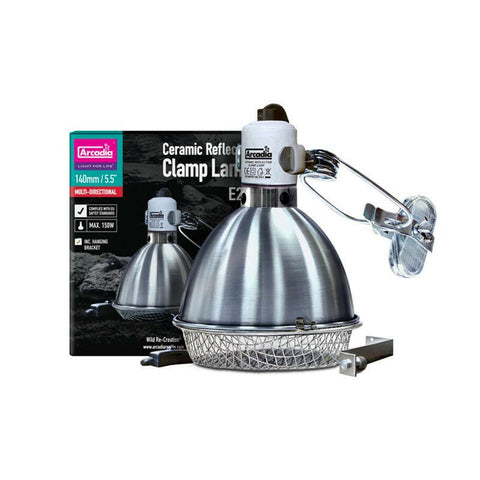 Arcadia Ceramic Reflector Clamp Lamp Stainless Steel - 14cm (E27) - Charterhouse Aquatics