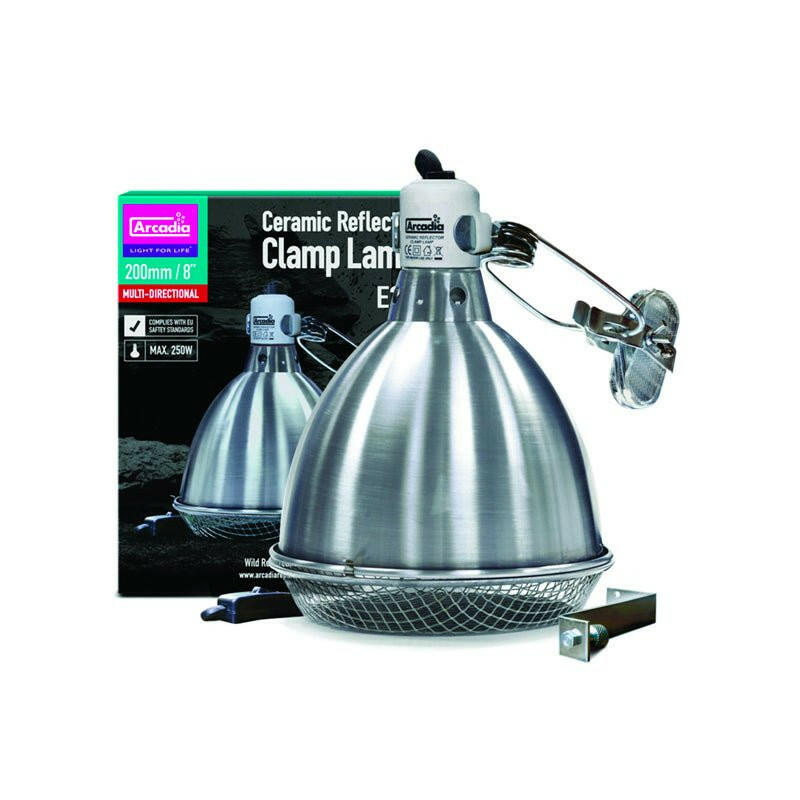 Arcadia Ceramic Reflector Clamp Lamp Stainless Steel - 20cm (E27) - Charterhouse Aquatics