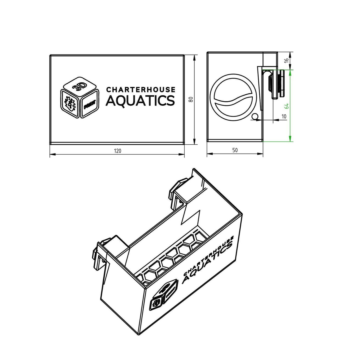 Charterhouse 3D - Hang on Media Basket - Small - Charterhouse Aquatics